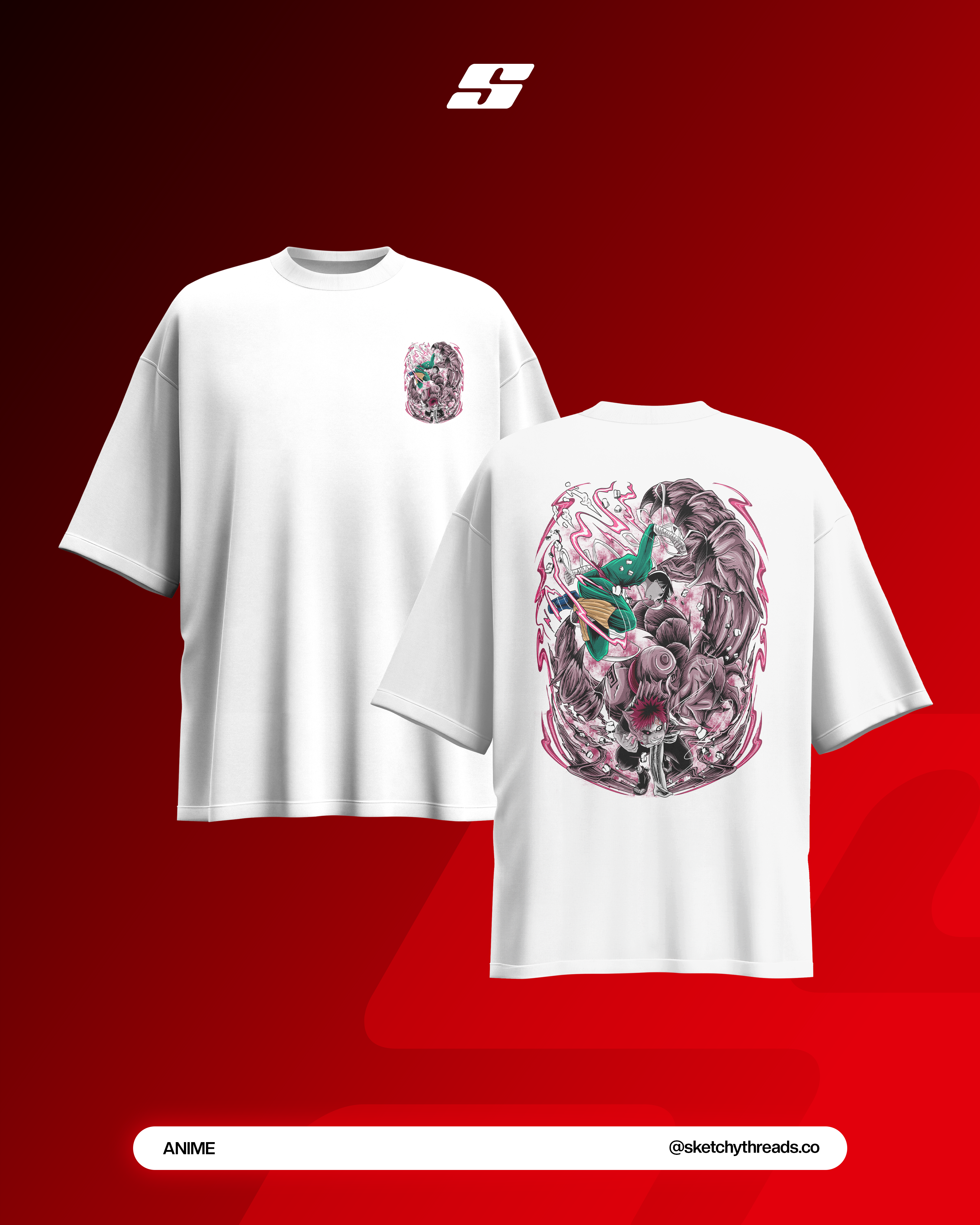 Naruto Lee Vs Gaara Oversized Tee